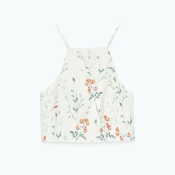 Zara Floral Print Crop Top - Picture 1 of 4
